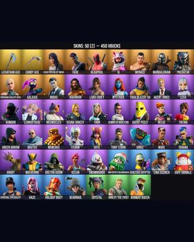 50 Skins Leviathan Axe ⭐️ Lara Croft ⭐️ Deadpool ⭐️ Meowscles ⭐️ Midas ⭐️ Galaxia ⭐️ Jonesy The First ⭐️ Skye ⭐️ Veronika ⭐️ Tony Stark ⭐️ Reaper ⭐️ Jennifer Walters ⭐️ Mystique ⭐️ Mandalorian ⭐️ Groot ⭐️ Kondor ⭐️ Doctor Doom ⭐️ Candy Ax m9589095924