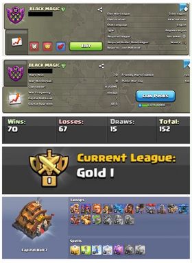 NAME : BLACK MAGIC  || LVL 12.7 || GOLD 1  || W-L-T-D : 70-67-15-152 || CC : 7