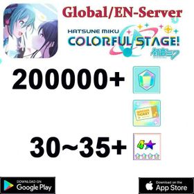 DCL7【GLOBAL】 200000+ Gems]+30~35 random 4-star characters / Project Sekai Colorful Stage ft. Hatsune Miku PJSekai]/Android/iOS interworking