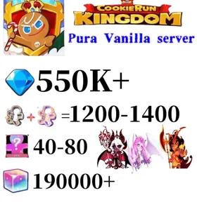 Pura Vanilla server|550K+ Crystals | 1200～1400 Cookie Cutters | random 40-80 Epic Cookies+Dark Enchantress Cookie+Eternal Sugar Cookie+Burning Spice Cookie+190000 Rainbow Cube|Beast's Heritage Selection Chest is not used|Ancient Cookie Selection Chest|Legendary Cookie Selection Chest | Plot progress 1-3] iOS/Android Cookie Run: Kingdom
