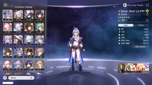 (NA FEMALE LV67) 5*Mortenax Blade, 5*Ashveil, 5*Sparxie, 5*Silver Wolf Lv999, 5*Evanescia, 5*Yao Guang, 5*Lingsha, 5*Huohuo, 5*Robin, 5*The Dahlia