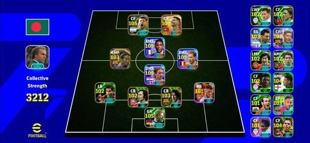 3215 Strength❤️‍🔥Goat Big Time Rolando(108)❤️‍🔥Ronaldinho(103)❤️‍🔥Beckenbauer(102)❤️‍🔥Oliver khan(105)❤️‍🔥Ji sung(102)❤️‍🔥Bale(103)❤️‍🔥Rui costa(102)❤️‍🔥Van basten(104)❤️‍🔥Aubameyang(103)❤️‍🔥Highlight Showtime De Bruyne(105)❤️‍🔥Luka modric(105)❤️‍🔥Lewandowski(102)❤️‍🔥Olise(105)❤️‍🔥350+ Player ❤️‍🔥Best Manager available❤️‍🔥