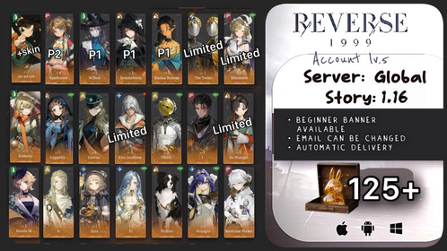 Global | Story 1.16 | Lv.5 | 125 Unilog+The Twins+Ezio Auditore+Rhiannon+Jiu Niangzi+…| Novice Banner available | #g1