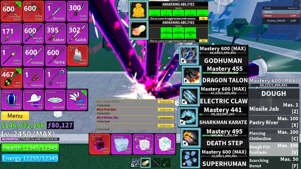 [New ]Blox Fruit Account Lv.2450[MAX] Awaken Dough Unverified Account