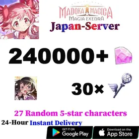 B18【Japan Server】🌏240000+Magica Stones+Homura Akemi- Time Stop Strike+Magia Key×30+27 Random Five-Star Characters+Account story is complete/Android/iOS Interoperability