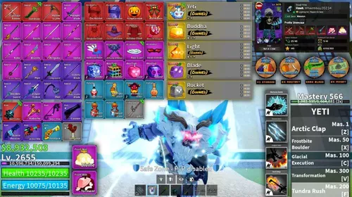 🐲Blox Fruit | 5 PERMS [YETI] + 9 Mythical Accessory + Divine/Torment Skin + 4 Gamepass | Blue Lock: Loki + Emperor | Rivals. Lvl.111 | Visit my shop for more epic deals!