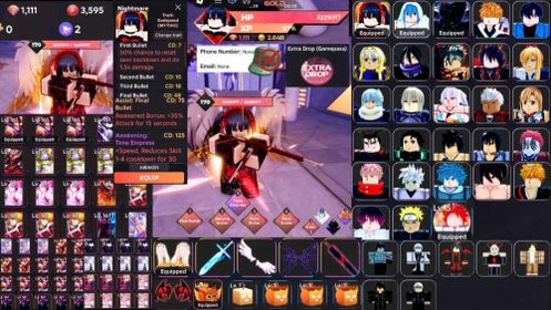 ADS124🎃[EVENT] Anime Dimensions Simulator 🎀Nightmare✨LV.170 ✨Trait: Godspeed (MYTHIC) ❤️ HP: 2,225,017📈 XP: 87% 💎 1,111🪙2.64B🔴 3,595 Nightmare ✨ Trait: Godspeed (MYTHIC) 💥 First Bullet (CD: 7)  💥 Second Bullet (CD: 10) 💥 Third Bullet (CD: 18) 💥 Final Bullet (CD: 48) 🤝 Assist: Final Bullet (CD: 75)  📈 Awakened Bonus: +35% Attack for 15 seconds 👑 Awakening: Time Empress (CD: 125)   🟢The account no e-mail /no phon 🟢The account does not have a green hat  🎀You can feel comfortable purchasing my account  ✅Auto Delivery