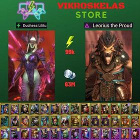 Starter acc with Lilitu : 99k energy / 63 mln coins / Leorius, Supreme Elhain, Arix, Ninja + 22 Login Legendaries / Venomage