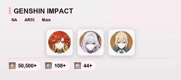 NA✨50500+Primogems✨Mavuika✨+ Skirk✨+ Jean✨AR55 ✨ See description for details.#yfd