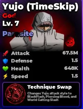 Parasite Yujo (TimeSkip) Lv. 7 With Cursed Trait | Roll Anime to Fight