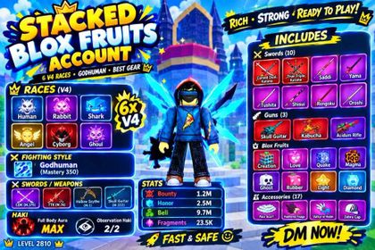 🔥 MAX LEVEL BLOX FRUITS ACCOUNT | 6 RACES V4 | 6 RACE V3 | CDK | GODHUMAN | UNVERIFIED | NO EMAIL | AUTO DELIVERY | READY TO PLAY | BLOX FRUIT | BLOX FRUITS | BLOXFRUIT | BLOXFRUITS