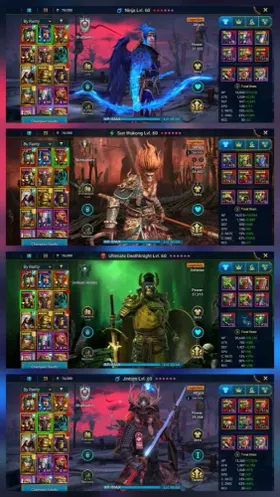RSL# 296➤Lvl 57➤120K Theodosia Mythical➤Ezio AC➤ Ninja➤Sun Wukong➤4013 Shards➤10.17M Silver➤1221 Gems➤Changeable Email