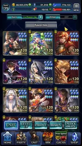 GLOBAL|Rank 35|31k Crys|Collab All Brave Frontier,Diablo Tensura|Mysterious Poet Lucia,Emperor Lonardo|14UR,4LR,66SSR Ark|LC1533