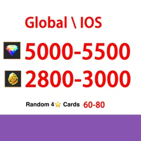Global|IOS/Only|5000-5500RD|2800-3000GF+3 Random Super Legendary Hero|100% Safe Account|