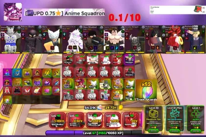 Anime Squadron 53🔥| LV.67 | 👑0.1/ 10 UNITS | ⚡RR50⚡ | 🔓Clean • Account/phone not verified • Instant Delivery