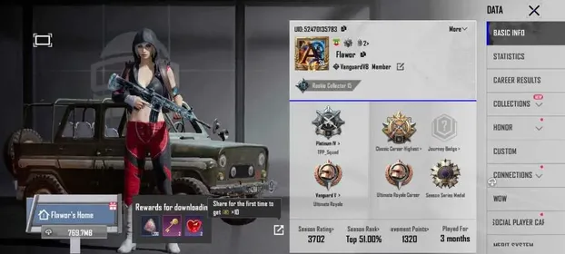 A147|LV 34|9 SET|8 HAIRCAP|12 WEAPON (1 LAB)|GLACIER-M416 LV1|RUGGED-AKM|RUGGED-KAR98K|RUGGED-UMP45|EXORCIST-P90|PLATINUM EUROPE C9S31|7 EMOTE|4 PARACHUTE|
