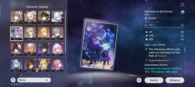 [ASIA] Level 4 | Silver Wolf LV999 + LC Signature | Yao Guang + Sparxie + Sparkle + Dan Heng PT | Golden Companion Spirit x3 | Male MC | All Unset