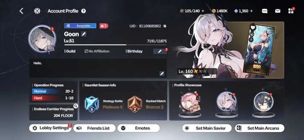 Global Level 61 | 46/54 Character | Cp 162k+ | 200+ Corridor | Sector 20