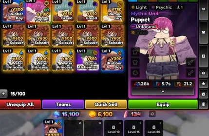 Anime Expeditions⭐67 : LV. 1 : Reroll 134x : 0.1% Puppet : (Unverified – No Email / No Phone / The Account and Password delivery system is automatic)