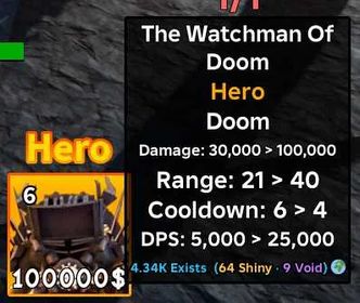 Roblox The Watchman Of Doom Hero | Slop tower defense