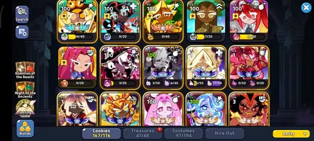 (Sv Dark Cacao) 167/176 Cookies + All Beast n Awaken + 775.000💎 + 75.000 Rainbow Cubes + 1.064 Cookie Cutters