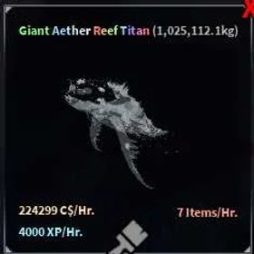 FISCH Roblox 🐟 | Aquarium fish 224k/hr | Giant Aether Reef Titan (UNAPPRASIED)