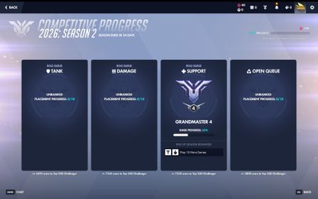 OW889 // Season 5 GRANDMASTER 4 SUP Open Queue Changable Battle Tag Full Access