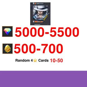 Global|IOS/Only|5000-5500+RD|700-900GF|Rob Lucci+random 4-star characters|100% safe account|