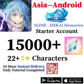 B4 [Asia/Android]15000+Diamonds+22 Random Five Stars+The account contains the hero in the picture+Starter account+Slime Isekai memories