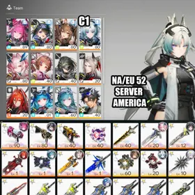 NA/EU52⭐️Arcane C1 + Mi Fu + Yvonne +weapon5⭐️, Tangtang + Gilberta + Ardelia + Ember + Last Rite + Pogranichnik +