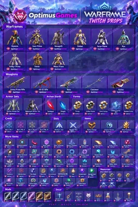 Twitch Drop (2574) items | Mesa Prime + Saryn Prime + Gara Prime +  Valkyr Prime + AX-52 + Haalvu + Gotva + 39 Forma + 10 Shard
