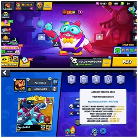 88 BRAWLER🔥29,328+ TROPHY🏆18 MAX BRAWL🔥29 HYPERCHARGED💙Win Streak 13✨170+ Skin💙True Gold 1💙Lots of Rare Skin💙Android And Ios•Full Access✅INSTANT DELIVERY✅