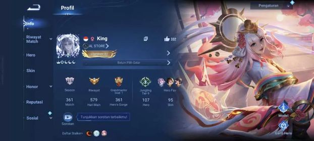 Global Hero 107 Skin 95: Blessed Nakoruru, Legend Lam, KIC Luna+Jing, Magic Shangguan, 3 Sanxingdui(Hou Yi,Dyadia,Nuwa) etc Log LI