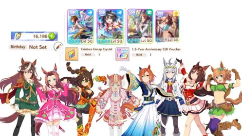 Global Kitasan mlb + Fine Motion mlb + Agnes Tachyon mlb + Light Hello lb 1 + 1 Rainbow Crystal + 1 Anniversary Ticket + 16000 carrat | BD unset