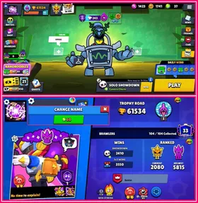 ♨️[#11 High Tier] 61K Trophies🏆[65 hyper + 40 Max Brawlers]🔥Brawlers 104/104💥Prestige 33💎294 Skins✨Buffies 26✅[Check Pics+Description For Full Info]🚚Fresh Mail Delivery🛡️Secure Account.