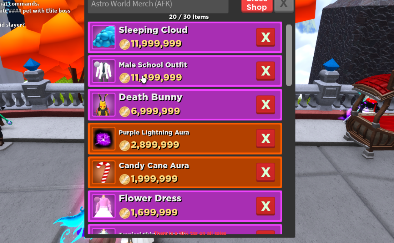 World Zero Roblox Rich items Sleeping Cloud, (white) Male School Outfit