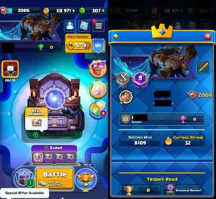 ✨️30x MAX CARDS LVL 16 COLLECTION LEVEL 2006 | KT 16 | 27 EVO | 7 HERO | 14K TROPHIES | 72 XP | 147 EMOTES | 15 TOWER SKINS | ULTIMATE CHAMPION BEST | 9 YR PLAYED ACCOUNT✨️