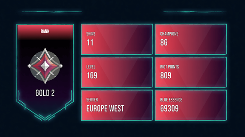 🥑 EUW 🥑 11 SKINS 🥑 GOLD 2 🥑 86 CHAMPIONS 🥑 169 LEVEL 🥑 INSTANT DELIVERY 🥑 FULL ACCESS 🥑 FJQrF 🥑