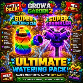 50x 🌈 Super Watering Can 🚿 + 100x ⛲ Super Sprinkler 💫 | Grow a Garden 2 (GAG 2) | 🌈 SUPER ✨ |⚡️Instan Delivery⚡️ | Grow a Garden 2 (GAG 2) | 🌈 SUPER ✨ |⚡️Instan Delivery⚡️