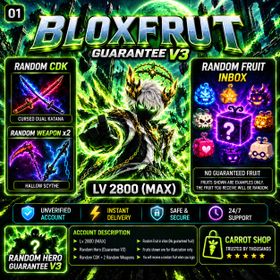 Blox Fruits | 2800 (MAX) | UNVERIFIED ACCOUNT | INSTANT DELIVERY