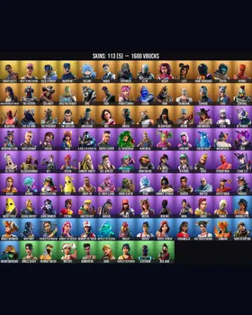 113 Skins Travis Scott ⭐️ Deadpool ⭐️ Meowscles ⭐️ Peely ⭐️ Midas ⭐️ Aura ⭐️ Poised Playmaker ⭐️ Skye ⭐️ Rippley vs Sludge ⭐️ Helsie ⭐️ The Ageless ⭐️ Reaper ⭐️ Omega ⭐️ Warpaint ⭐️ Fable ⭐️ 8-Ball vs Scratch ⭐️ Carbide ⭐️ Sun Strider ⭐️ m9679855462