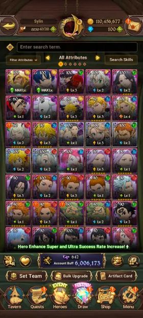 Global, 282💎UR Odin 6/6 + Gawain 6/6, 6 Mill buff, 5LR + 12UR + 5 collab chars , have UR Odin 6/6 + Gawain 6/6 + UR MerlinEscanor 3/6 + Cross IF Another Meli + new Heimdallr + new Lancelot