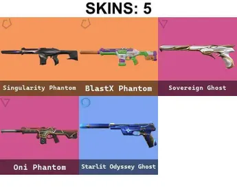 5 SKINS+ONI PHANTOM+SOVEREIGN GHOST+SINGULARITY PHANTOM+BLASTX PHANTOM+STARLIT ODYSSEY GHOST | EU | PLATINUM 2 | 12 AGENTS | FULL ACCESS |