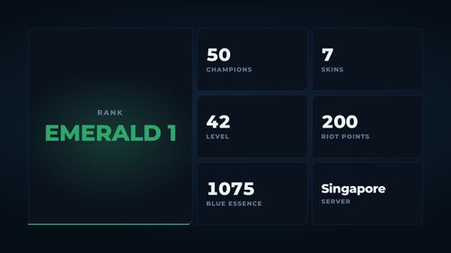 🥑 SG 🥑 7 SKINS 🥑 EMERALD 1 🥑 50 CHAMPIONS 🥑 42 LEVEL 🥑 INSTANT DELIVERY 🥑 FULL ACCESS 🥑 Hyiub 🥑