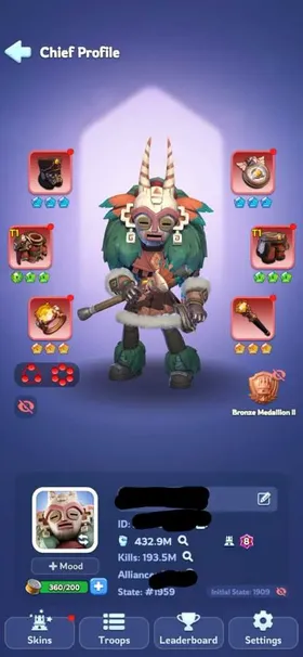 5 - FC 8 | Power 432M  | 38 Hero | VIP 11 | 26 Skin | 2 Helios | 900 Mythic Shard | 762k Gems | INSTANT DELIVERY!