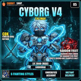 Blox Fruits | 2800 | CYBORG | V4 | RANDOM FRUIT INBOX | Godhuman | CDK | UNVERIFIED ACCOUNT | INSTANT DELIVERY