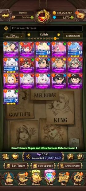 Global, 4.453💎7 Million buff, 8LR + 14UR + 16 collab chars : Full 9 chars Collab Rezero + Full Gachiakuta + Full Collab Fire Force, have newest UR Meliodas LR + Special Reward Box
