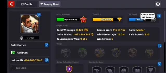 1 Billion Coins 🪙 Account – Level 72⭐  | 183 Cash | Multimillionaire Cue