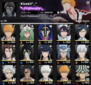 Nuverse Version | ALL SSR+SIGN Limited, Minus 1 [Szayel]🔥B2 Ichigo TYBW🔥B1W2 Toshiro🔥BD Unset✨Lv79✨Farmable, Has 3100+ Giok✨✨✨