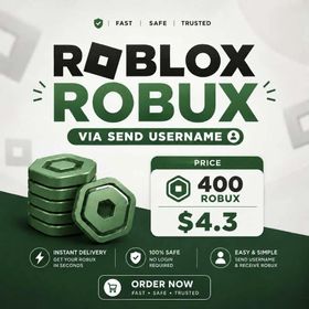 400 Robux Instant Via Send by Username | No Login No Tax No Delay